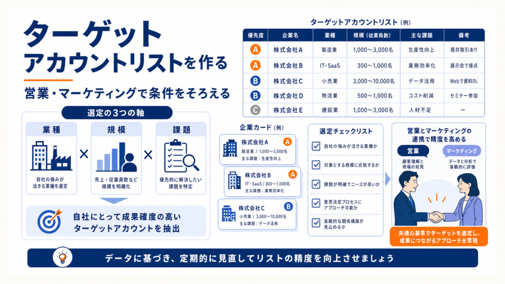 BtoBのターゲットアカウントリスト作成法｜営業・マーケで合意する条件
